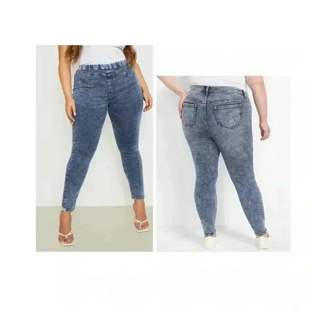 🆕NOHO Curvy Plus-Size Mid Blue Acid Jegging 3XG🆕